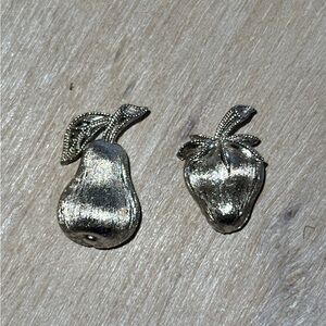 Trifari Silver Tone Pear and Strawberry Brooch